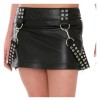 Women Leather detachable Mini Skirts long Zipper 